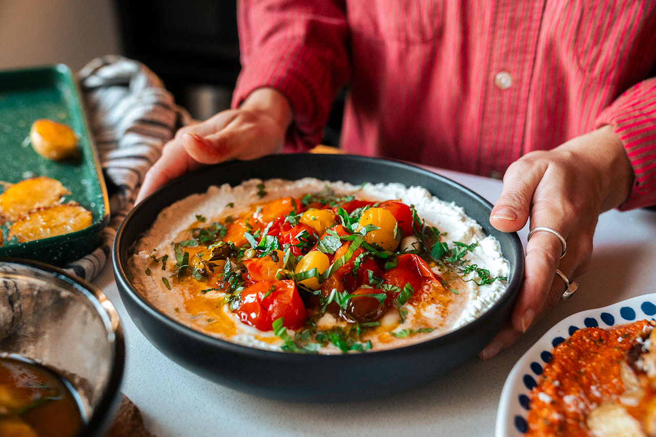 Feta fouetté et tomates confites
